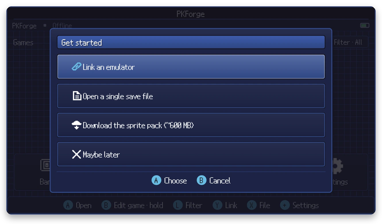 Get started menu