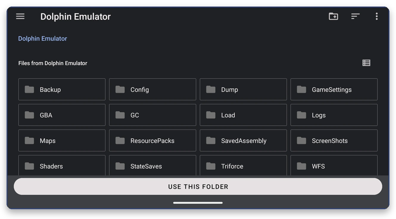 Dolphin's own entry in the picker, showing the GC folder