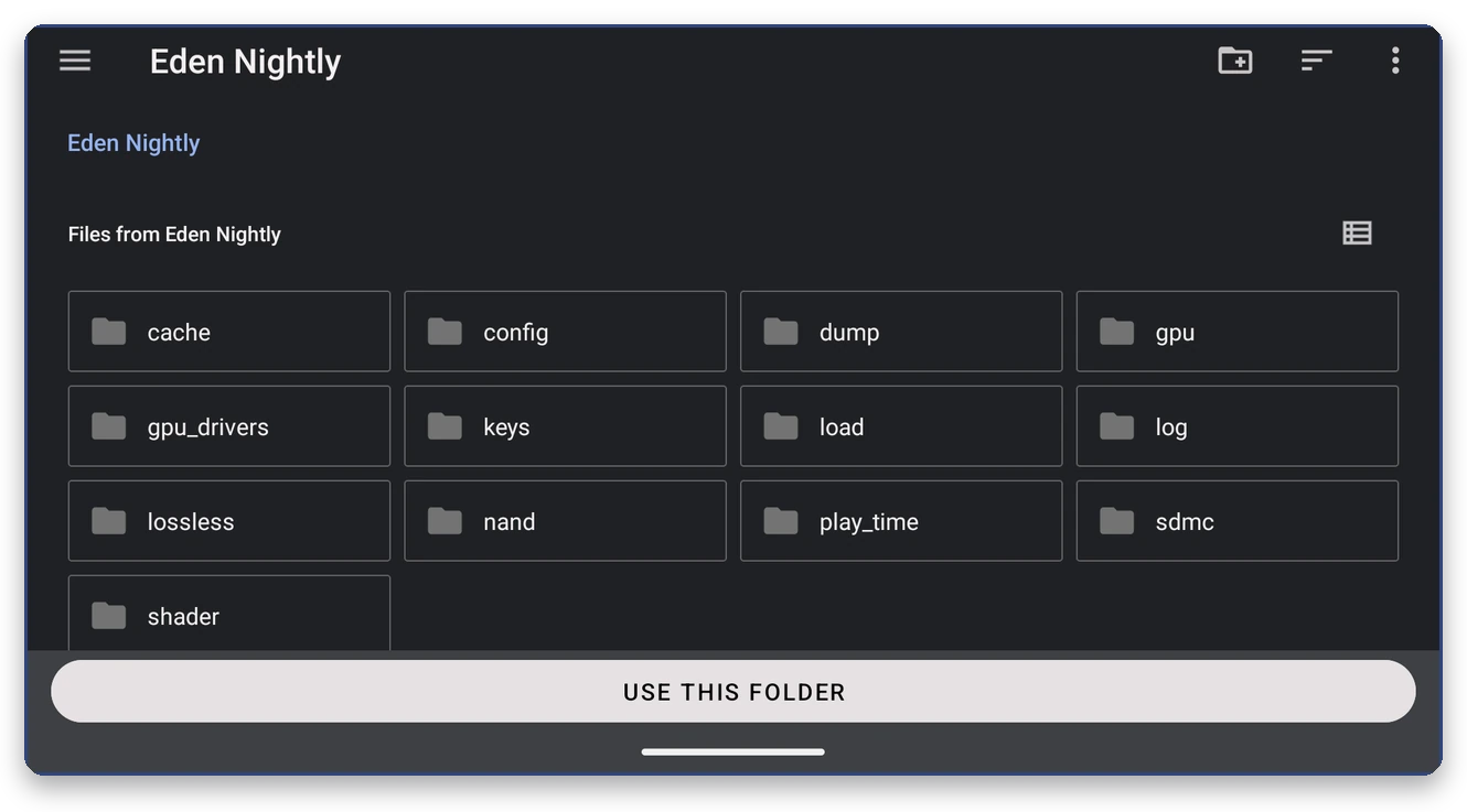 Eden's folder in the picker