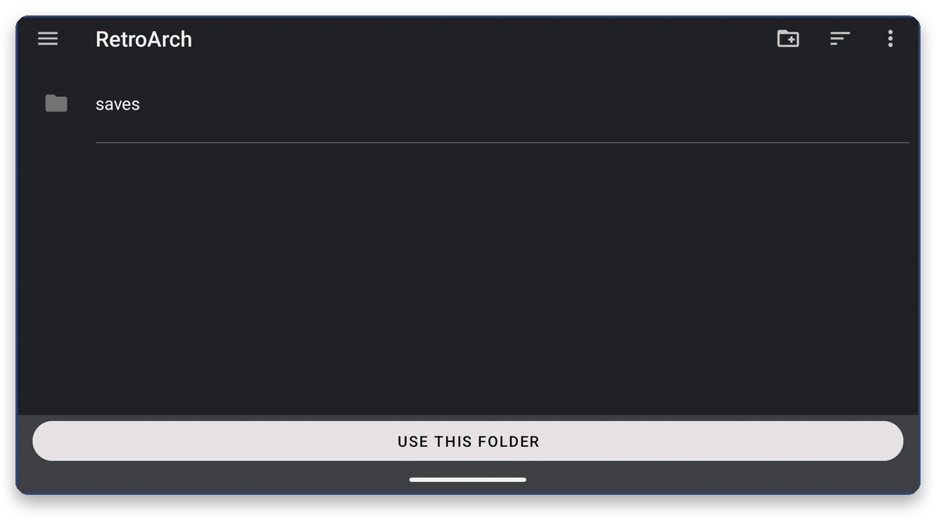 Picking the RetroArch folder