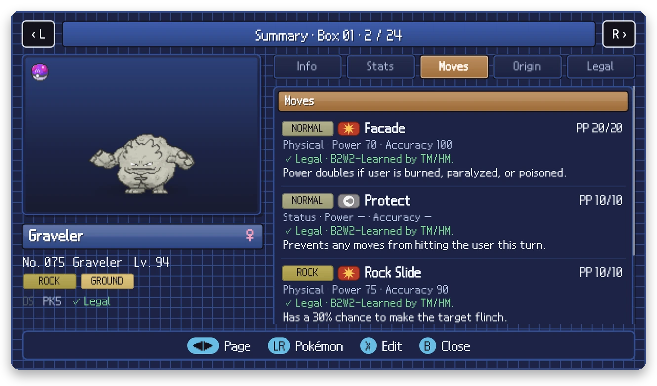 Moves page